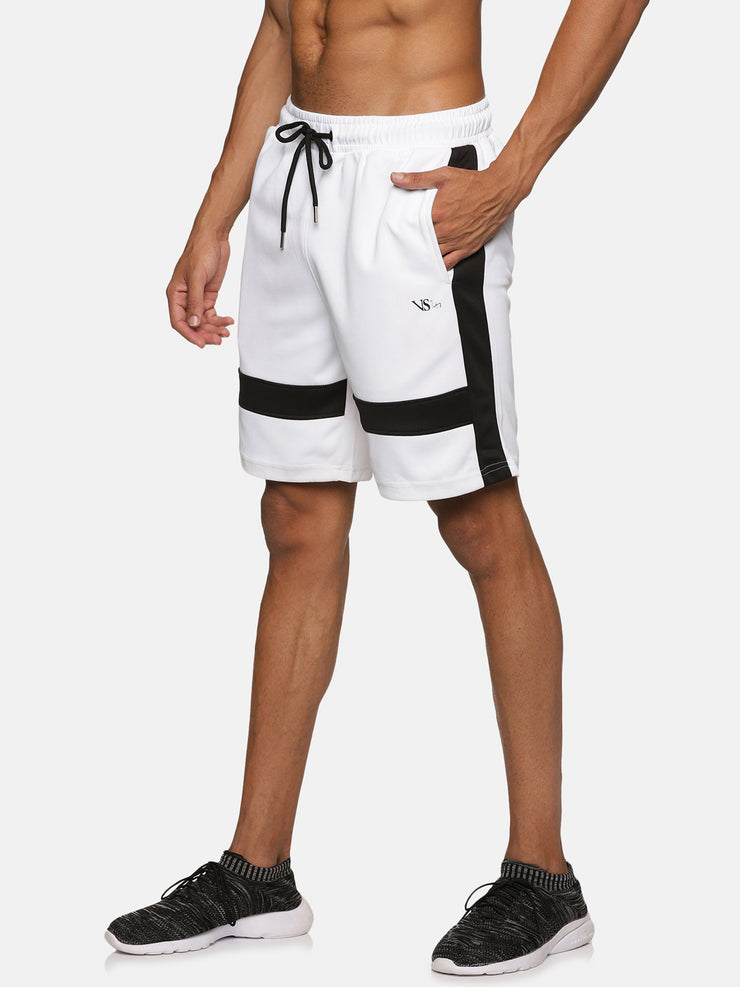 VS by Sehwag Poly Cotton PC Shorts for Men White