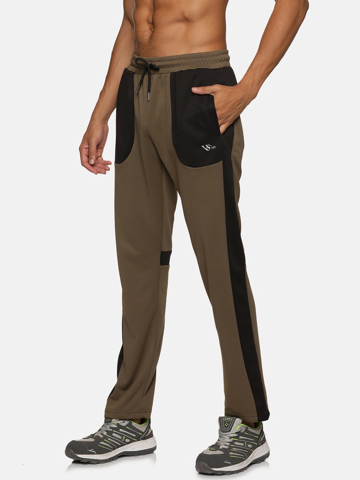 VS by Sehwag Poly Cotton PC Trackpant for Men Olive green