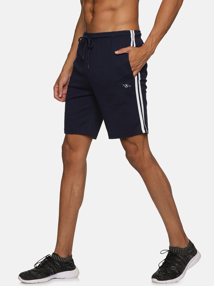 VS by Sehwag Poly Cotton PC Shorts for Men Navy blue